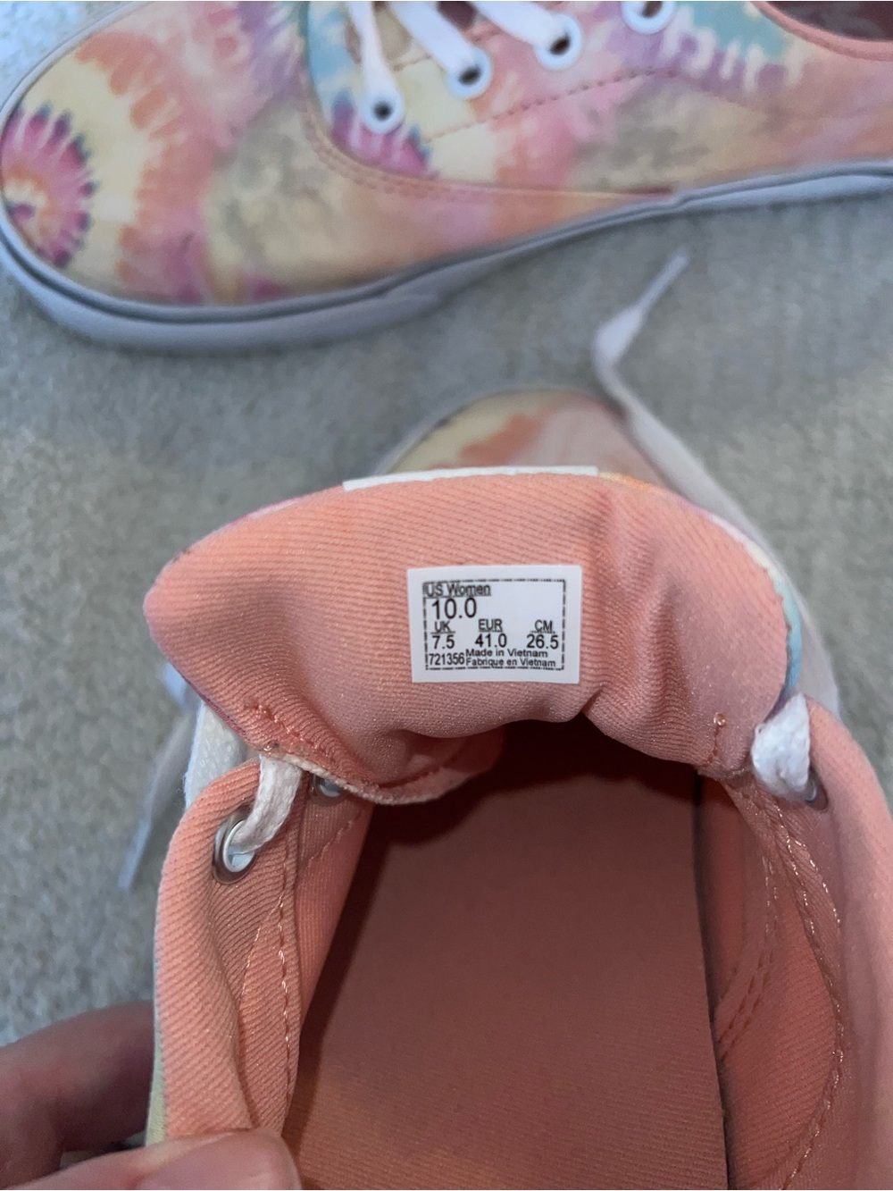 Vans Tie Dye Sneakers Pastel Pink Purple Yellow Canvas Low Tops - Picture 6 of 8